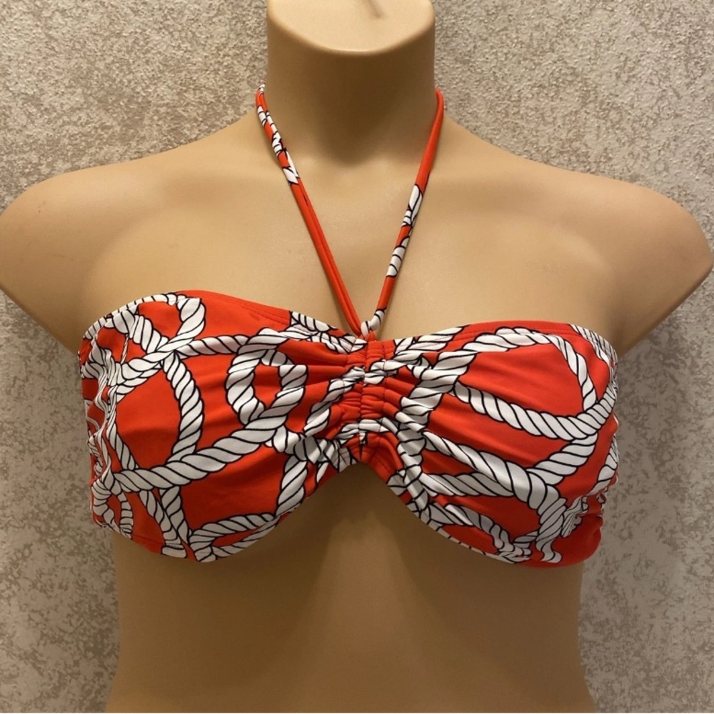 Old Navy Red and White Rope Print Bikini Top